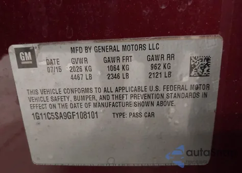 2016 Chevrolet Malibu Limited Lt z USA, uszkodzony, nr VIN 1G11C5SA9GF108101